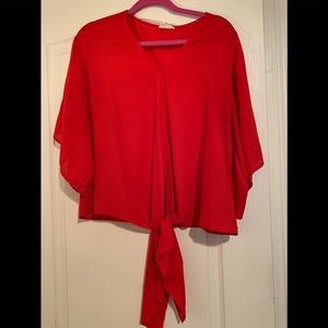 Red Blouse with key hole bottom